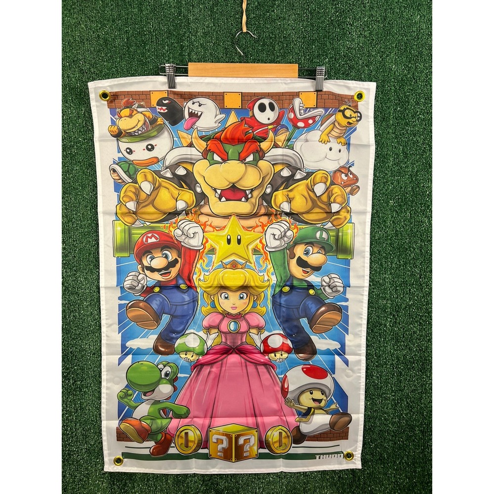 Super Mario Bros Character Wall Banner Tapestry Bowser Peach Luigi Yoshi 3x2ft